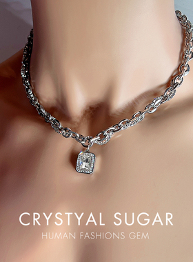 2025年新款钛钢冰糖项链男款潮流嘻哈风高级感绳潮流百搭锁骨链