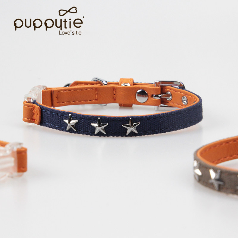 Puppytie猫咪用品猫铃铛帆布项圈脖圈宠物猫猫颈圈脖子猫颈饰品