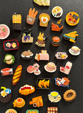 冰箱贴仿真食玩磁贴3D立体甜品蛋糕水果冰碗创意美食冰箱装饰磁贴