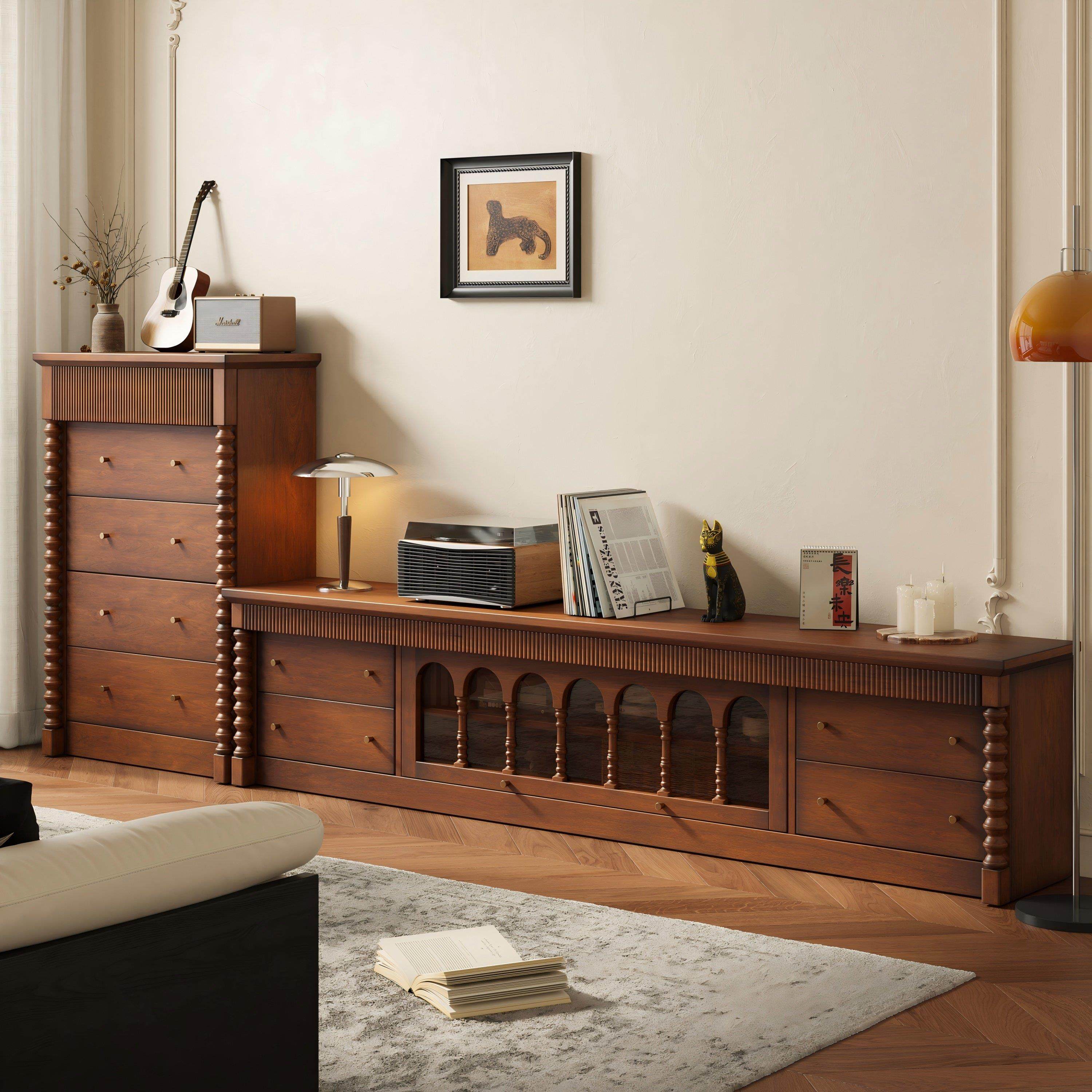 法式覆古实木电视柜中古老钱风欧式别墅大户型客厅视听地柜组合,住宅家具,电视柜,淘宝优惠券,粉丝福利购,淘宝优惠卷