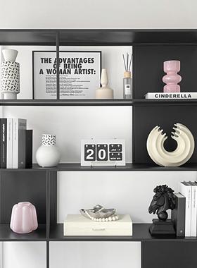 样板间书柜软装摆件家居饰品挂画香薰创意玻璃陶瓷工艺品ZH3632