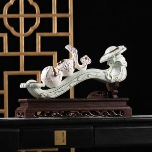 创意中式 饰品摆设 陶瓷吉祥如意葫芦摆件客厅百财家居招财办公室装