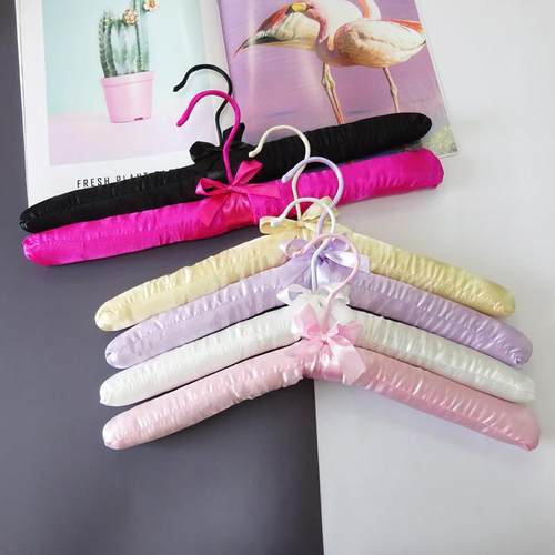 纯色色丁布艺衣挂可弯曲包布衣架无痕衣撑子服装店专用防滑布衣架