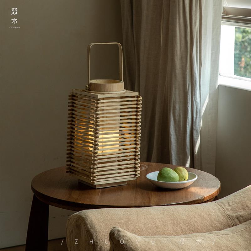 叕木|湘帘落地风灯日式侘寂风手工竹编户外民宿酒店家居日式灯