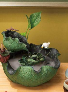 流水摆件鱼池新中式办公室桌面阳台装饰客厅茶桌水景摆设创意玄关