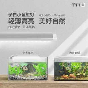 子白鱼缸灯小型led灯水族箱七彩照明三基色节能全光谱防水水草灯