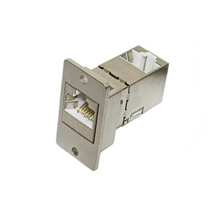 RJ45网口数据连接器CAT6转接头插座银色方形面板固定双母座对接