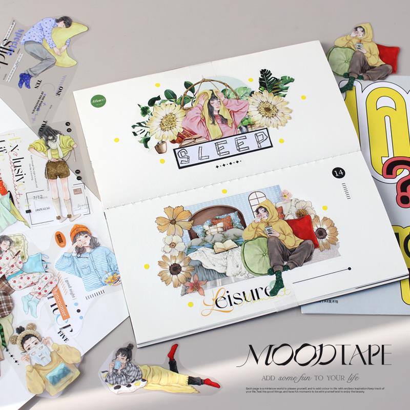 moodtape居家一刻温暖之居人物场景原创手帐咕卡贴纸和纸胶带文具