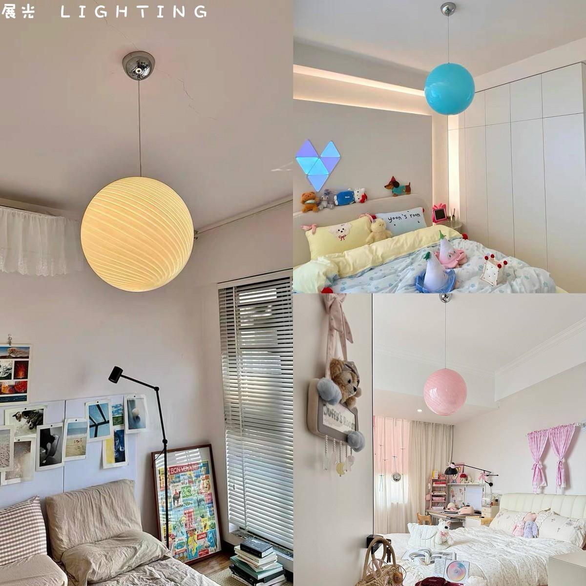 设计师玻璃餐厅气球吊灯多巴胺卧室儿童房间棒棒糖圆球泡泡糖果灯