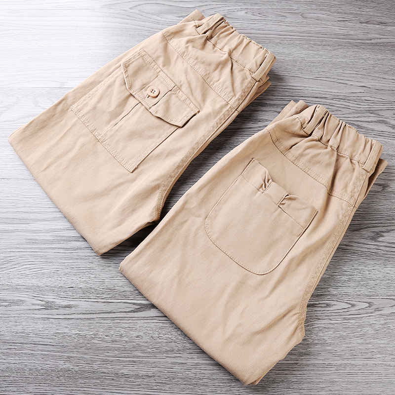 儿童裤子男女童浅卡其色长裤学生校服中大童校裤秋冬西裤小学生棉