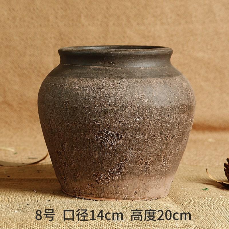 粗陶罐瓦罐旧土陶陶花器老式坛子透气土泥复古花盆花瓶做旧土陶好