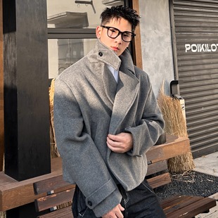休闲 短款 TTYM 秋冬韩系大衣外套男简约纯色街头上衣翻领百搭秋季