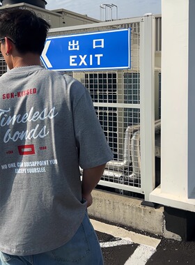TTYM*夏季SUN-KISSED美式印花宽松纯棉短袖T恤潮字母图案男女落肩
