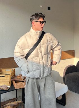 TTYM*立领辑格纯色90白鸭绒羽绒服宽松男面包服潮男宽松冬季保暖