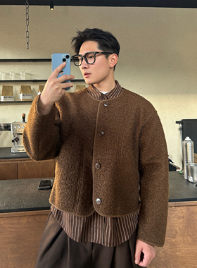 TTYM*假两件毛呢外套衬衫拼接cleanfit撞色冬季重磅男女外套潮流