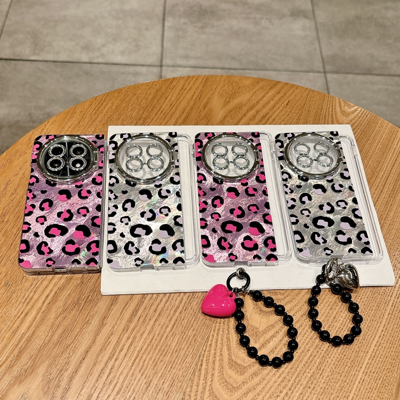 适用oppofindn5手机壳findn5折叠屏新款PKH110保护套oppo豹纹网红find n5镜头膜翻盖支架oppon5外壳fandn手链