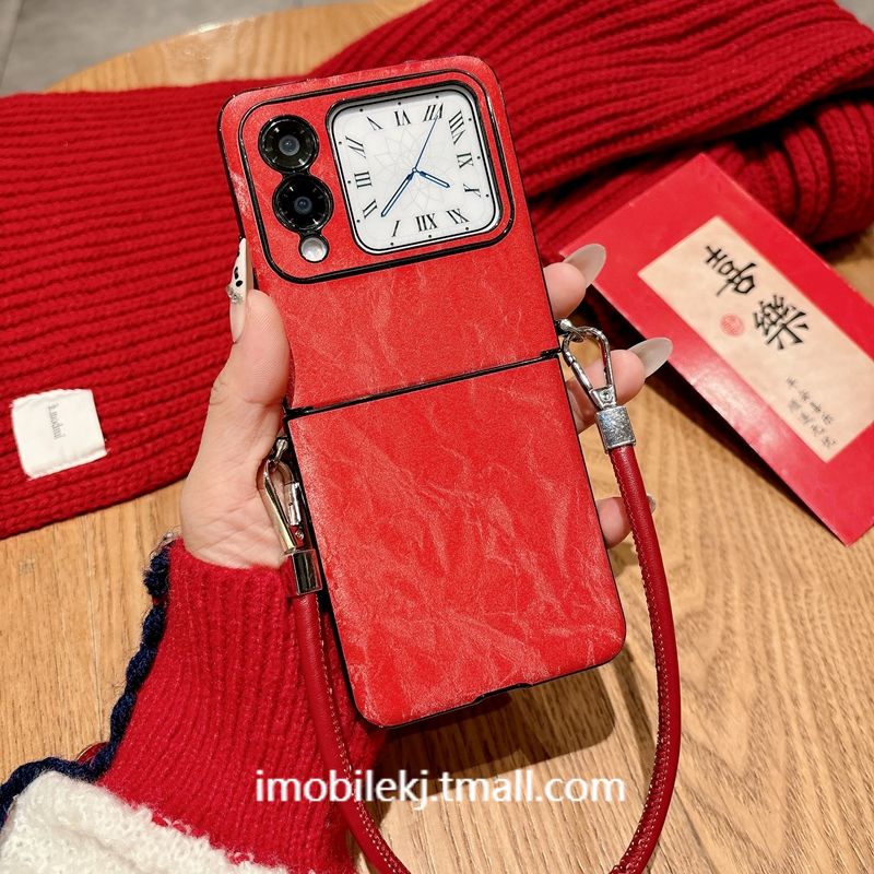 适用华为novaflip手机壳nova小折叠屏flip新年navoflip中轴保护套navaflip斜挎手提novafilp红色psd-al00外壳