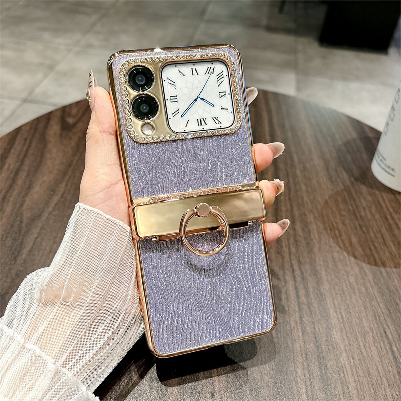 适用华为novaflip手机壳新款novafilp水波纹nova闪粉flip保护套noveflip折叠屏PSD一AL00指环扣psdal全包铰链