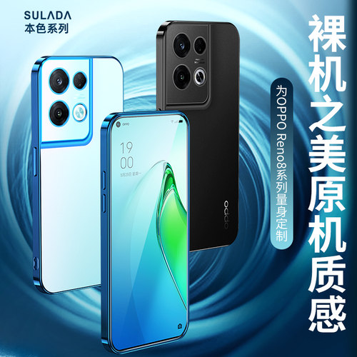 opporeno8电镀磨砂透明软壳