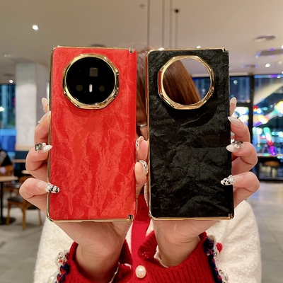 适用华为荣耀magicv3手机壳V3/V5折叠屏magic中轴保护套migacv5电镀奢华皮纹honor磁吸铰链全包maigcv3单后壳