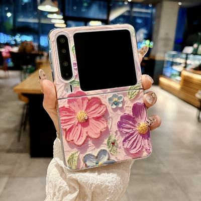 适用华为PuraX阔折叠屏手机壳Pura X典藏版huawei蓝光px油画花朵puarx保护套VDE-AL00高级感VDE-AL10带钻purx