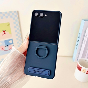适用三星zflip7手机壳z新款 zflip6纯色w24flip折叠屏w25flip带指环扣zlip5支架Galaxyzflip7fe保护套男女高级