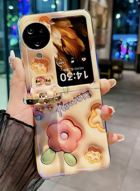 适用oppofindn3flip手机壳findn3filp折叠屏oppo指环支架oppon新款oppofandn蓝光oppoflip可爱花朵find全包n3