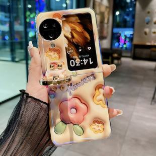 适用oppofindn3flip手机壳findn3filp折叠屏oppo指环支架oppon新款oppofandn蓝光oppoflip可爱花朵find全包n3