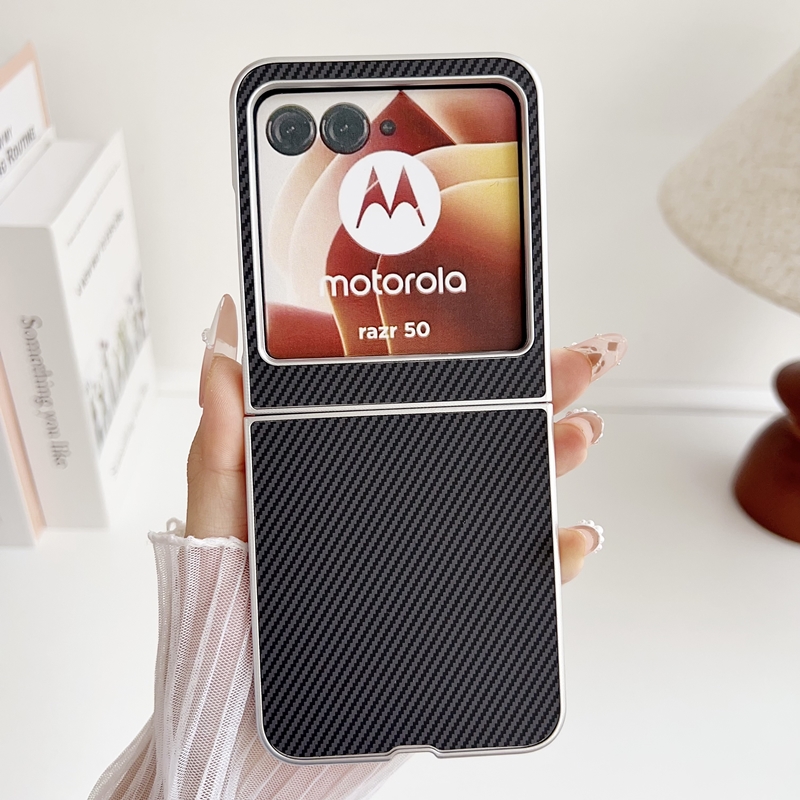 适用摩托罗拉razr50手机壳motorazr50ultra碳纤维纹moto折叠屏motorola联想rarz50uitra个性潮牌ulta防摔外壳