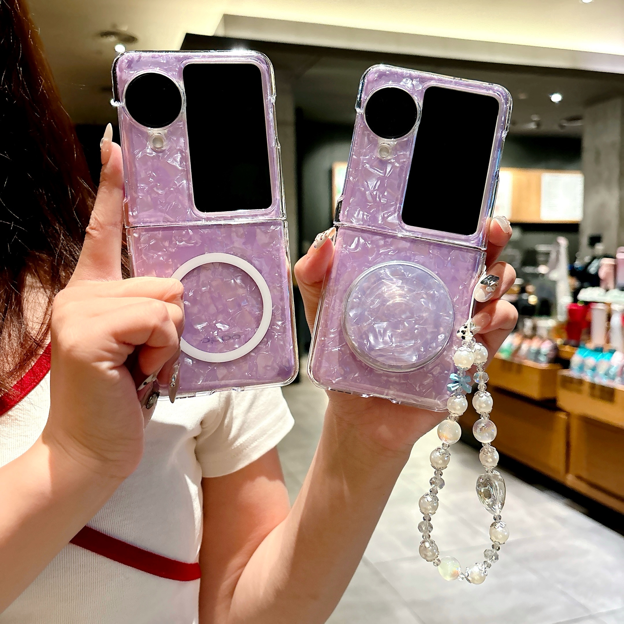 适用oppofind n3flip手机壳oppofindn2flip小折叠屏findn2filp紫色磁吸贝壳纹find透明oppon保护套oppo新款女