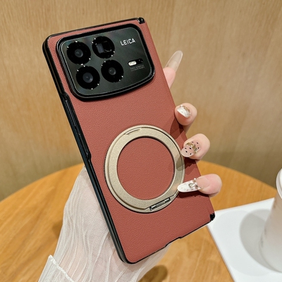 适用小米MiX Fold4手机壳360旋转支架MiXFold3保护套5G全包中轴磁吸xiaomi折叠屏Flod超薄素皮mixflod4单后壳