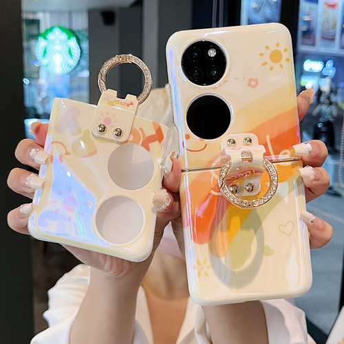 适用华为P50Pocket S手机壳porket2蓝光卡通pockets新款P59宝盒pokcet折叠屏pk2彩虹pockte指环支架poket男女