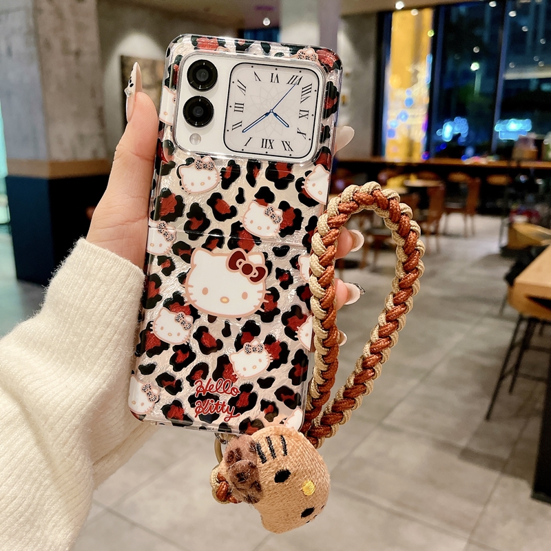 适用华为novaFlip手机壳豹纹kt猫nova折叠屏Flip保护套novaFilp新款navaFlip外壳navoFlip冰川纹noveFlip可爱