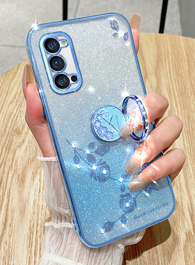 适用OPPO RENO4手机壳opporeno45G网红pdpm00新款ren04透明硅胶PDPT00水钻0pp0电镀闪粉oppireno女士reon防摔
