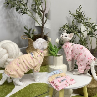 德文无毛猫衣服春夏四脚高领矮脚可爱薄款打底柔软弹力透气猫衣服