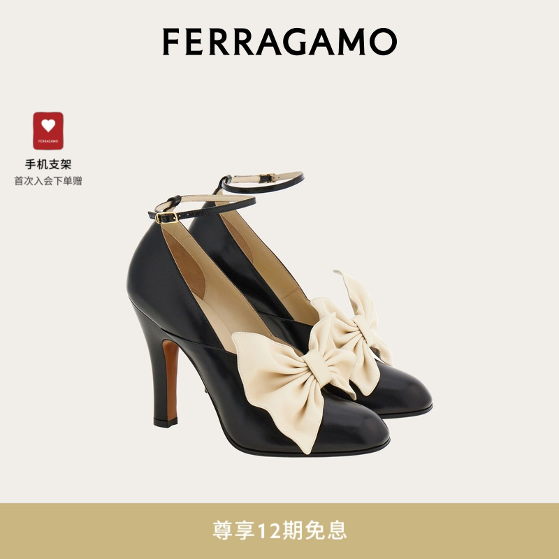 【12期免息】FERRAGAMO菲拉格慕女士贝拉（1928）蝴蝶结高跟鞋