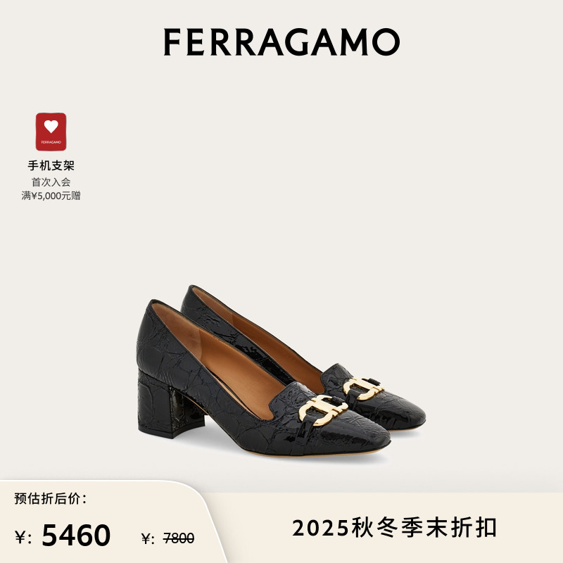 【限时优惠】FERRAGAMO菲拉格慕女士Gancini扣饰高跟鞋