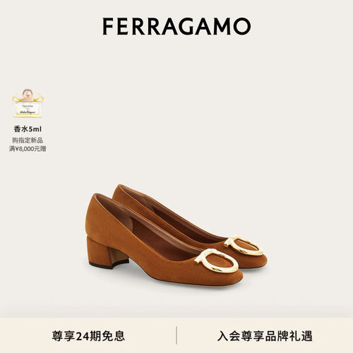 【24期免息】FERRAGAMO菲拉格慕女士大号Gancini扣饰高跟鞋