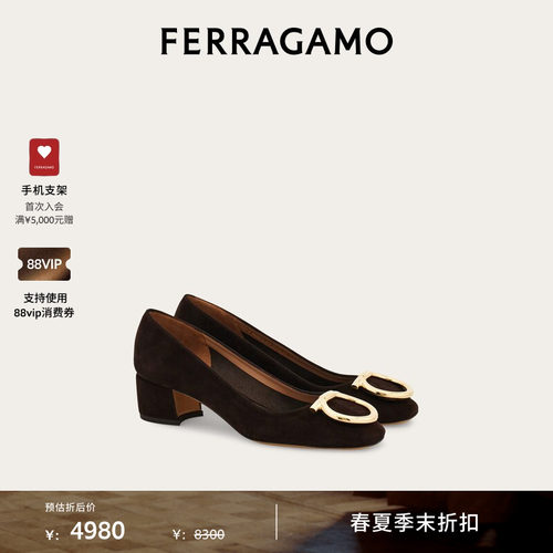 【季末折扣】FERRAGAMO菲拉格慕女士大号Gancini扣饰高跟鞋