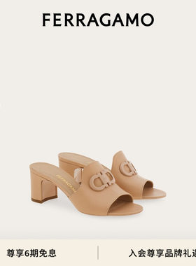 【6期免息】FERRAGAMO菲拉格慕女士Gancini扣饰中跟拖鞋