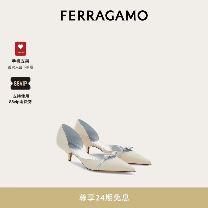 【24期免息】FERRAGAMO菲拉格慕女士迷你蝴蝶结中跟鞋婚鞋凉鞋