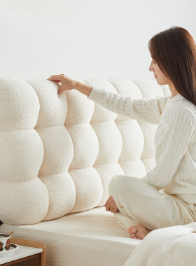 小雪球床头软包靠背垫榻榻米无床头万能靠垫奶油风新款大靠枕定制