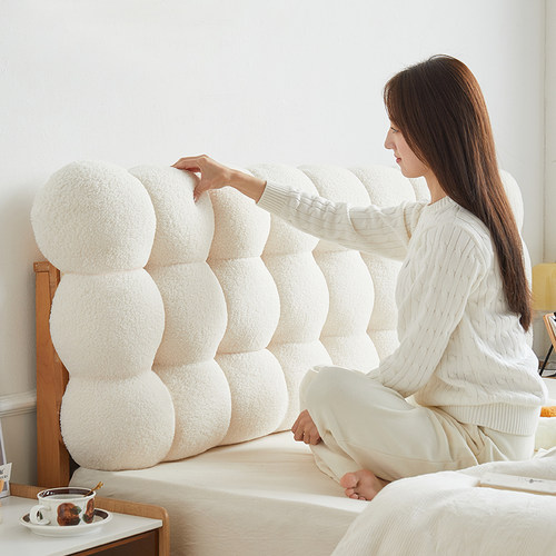 奶油泰迪绒小雪球球万能床头靠背