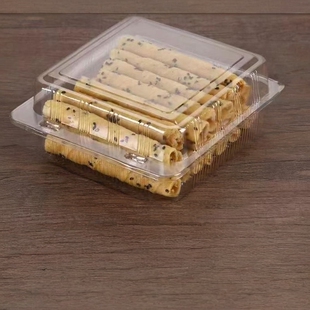 烘焙包装透明塑料西点班戟汉堡盒方形一次性正方形打包吸塑面包盒