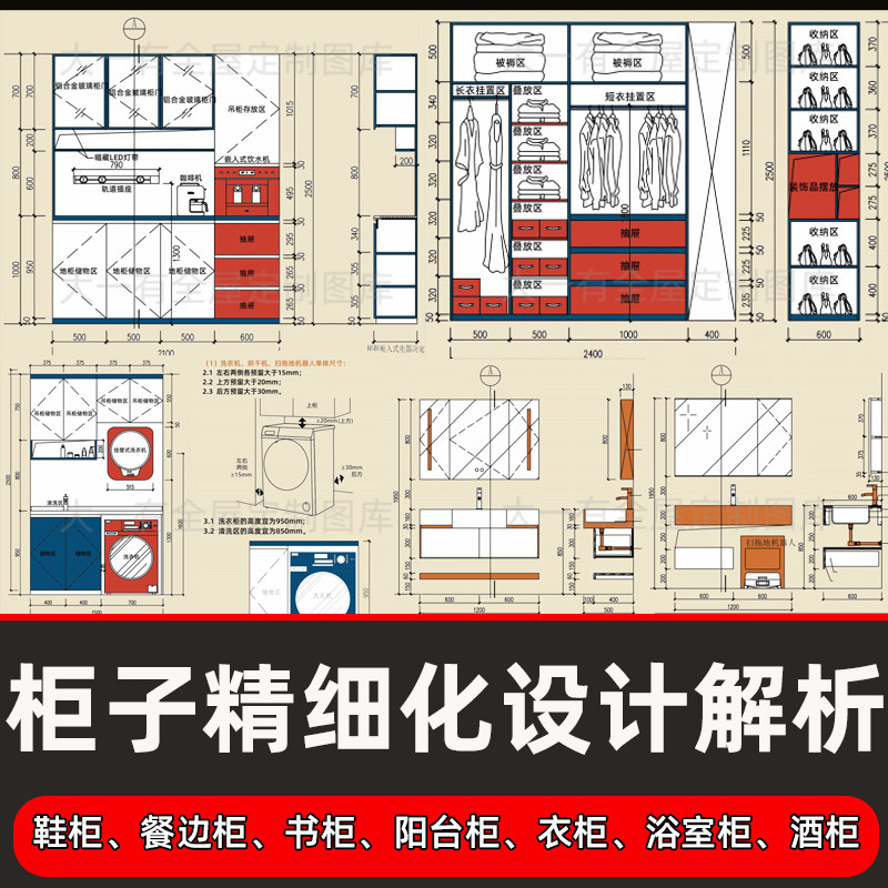 全屋定制柜子精细化收纳设计解析设计素材/源文件