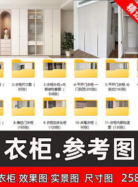 新款衣柜设计效果图方案现代简约卧室衣柜内部结构尺寸图布局参考