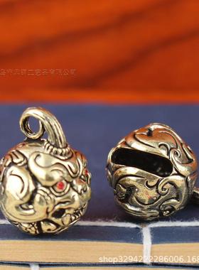 2026复古黄铜貔貅铃铛钥匙挂件汽车钥匙扣吞金兽吊坠挂件醒狮铃铛