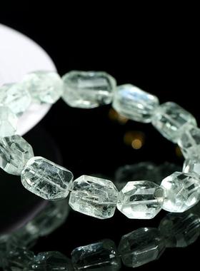 2026久雅水晶 天然绿水晶切角手链 清晰绿色切面水晶手串 厂家直