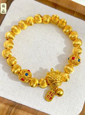 2026新中式珐琅彩花丝球醒狮猫眼手串高保色气质轻奢时diy手链仿