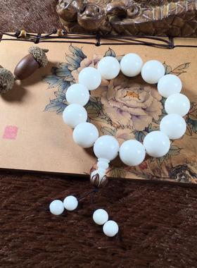 2026天然白玉菩提根大圆珠雕刻莲花吊坠男女士配饰品情侣念佛珠手